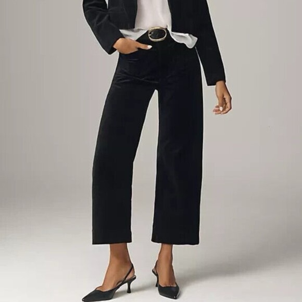 Anthropologie Maeve The Collette Wide Leg Pants Corduroy Sz 28 Black